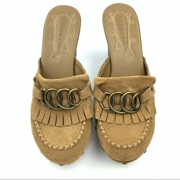 Truflex heels 6 Kona suede chunky mules 90s Y2k - Picture 3 of 12